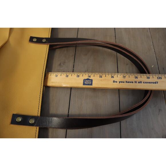 Portland Leather Yellow Tote Bag Large Double Handle Shoulder Bag - Picture 16 of 16